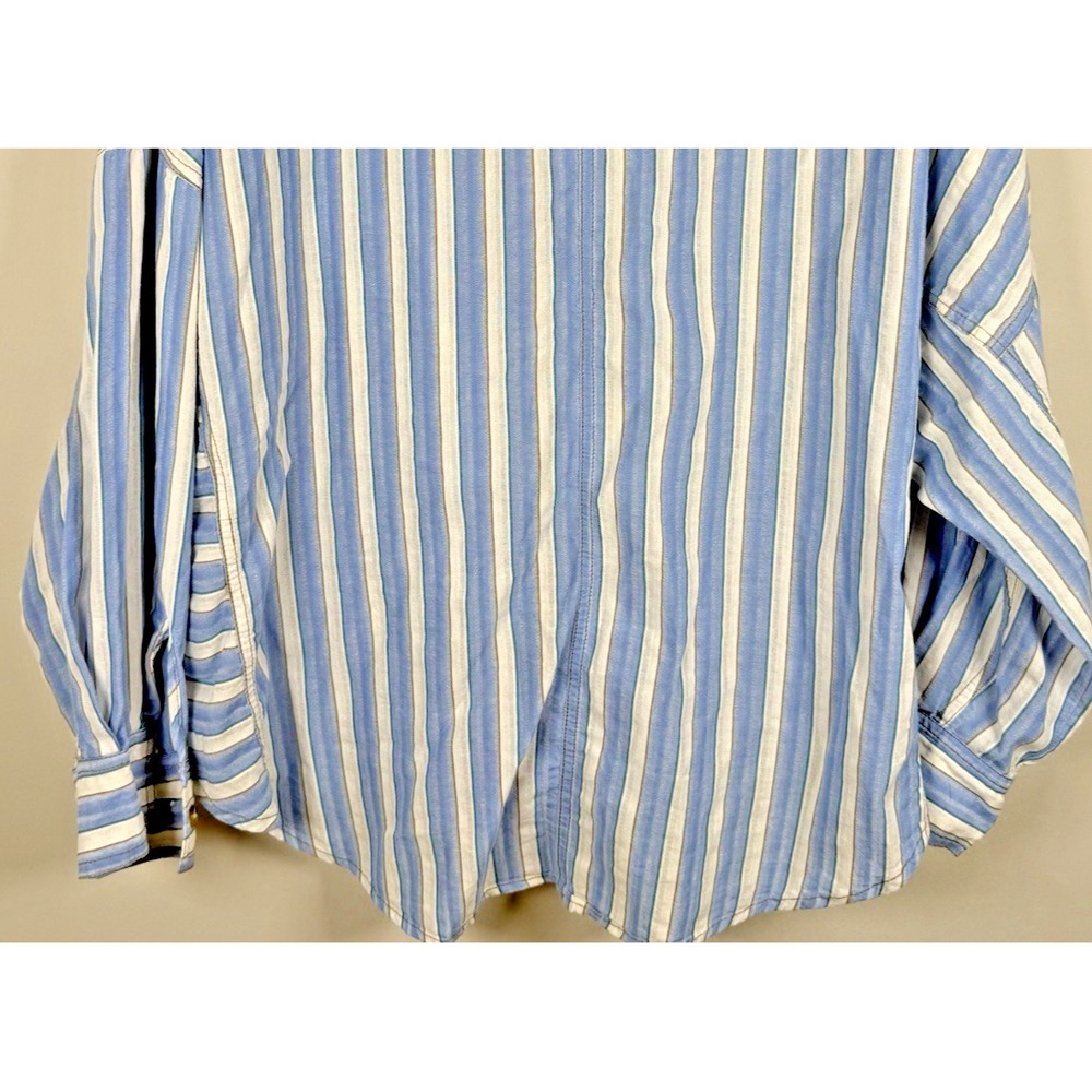 Carly Jean Los Angeles Women's Blue & White Stripe Button‎ Down Small Beachy - Picture 6 of 10